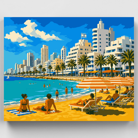 Tel Aviv Beach Umbrellas - Paint by Numbers Kit