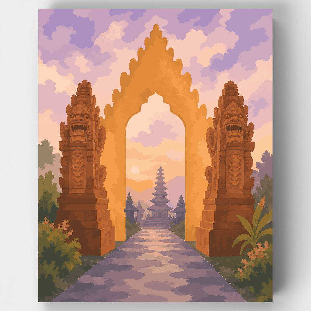Temple Gate at Dawn - Paint by Numbers Kit