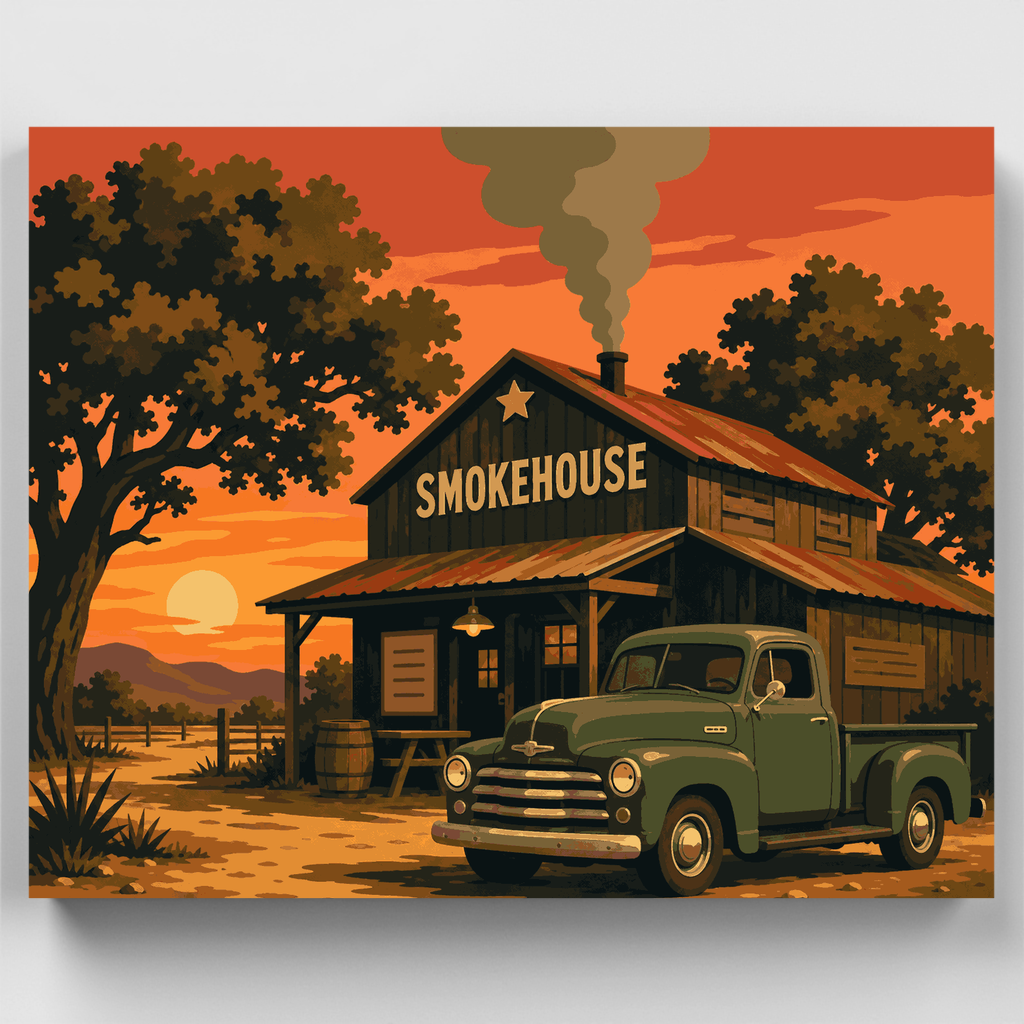 Texas Smokehouse Sunset - Paint by Numbers Kit