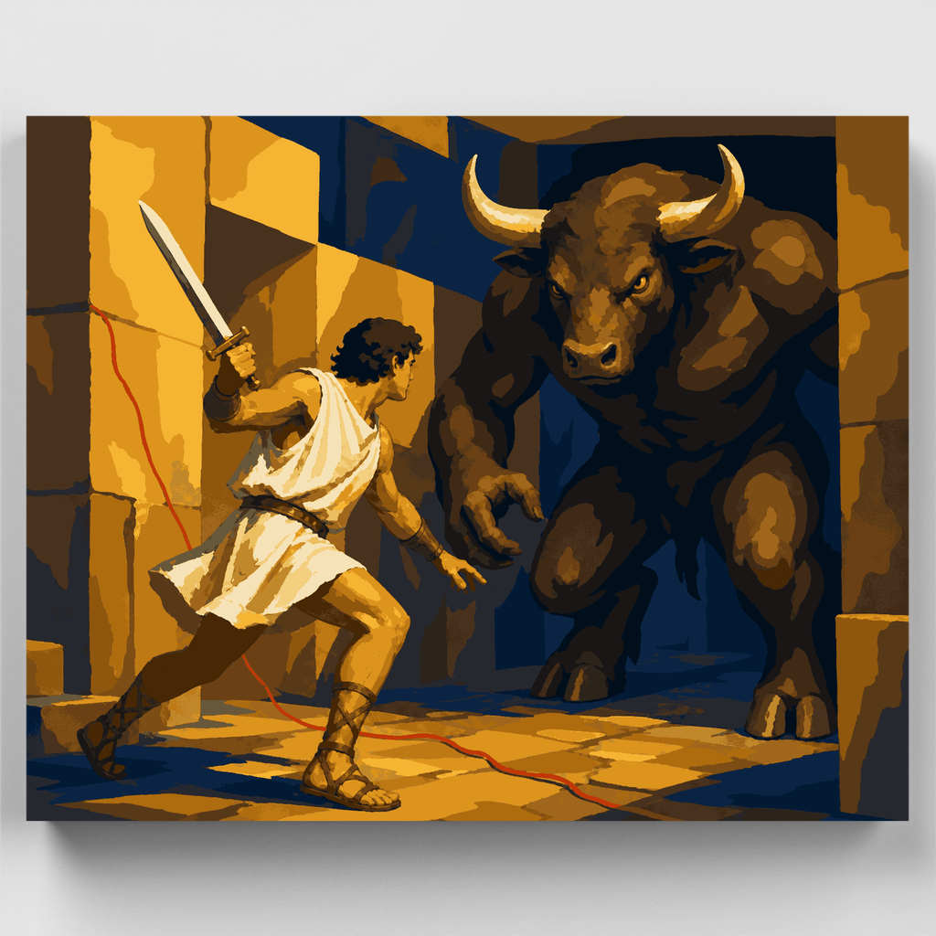 Theseus vs. Minotaur - Paint by Numbers Kit