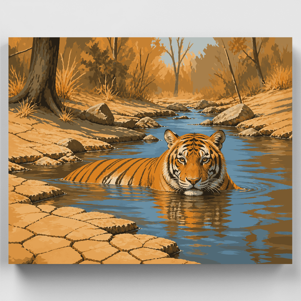 Tigre en el arroyo - Kit de pintura por números — Estándar