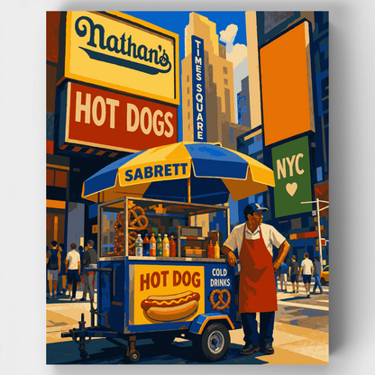Times Square Hot Dog Vendor - Paint by Numbers Kit