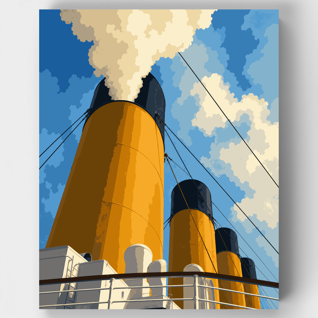 Chimeneas del Titanic elevándose - Kit de pintura por números — Estándar