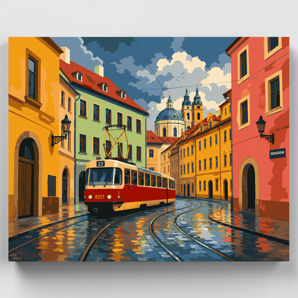 Tranvía n.º 22 en Nerudova - Kit de pintura por números — Estándar