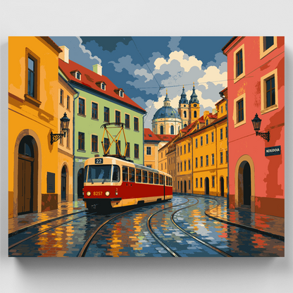 Tram No. 22 on Nerudova - Paint by Numbers Kit