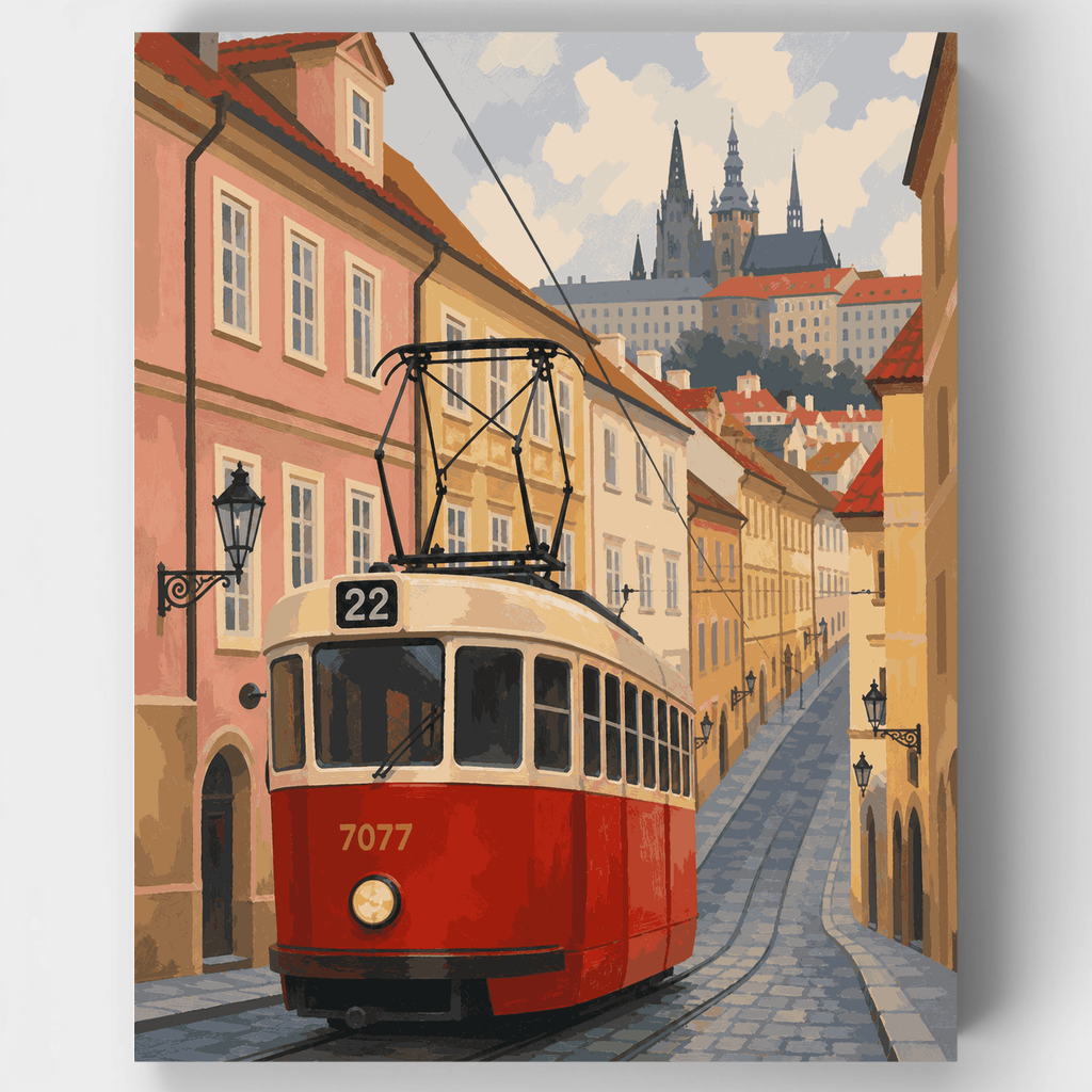 Tranvía n.º 22 de Praga - Kit de pintura por números — Estándar