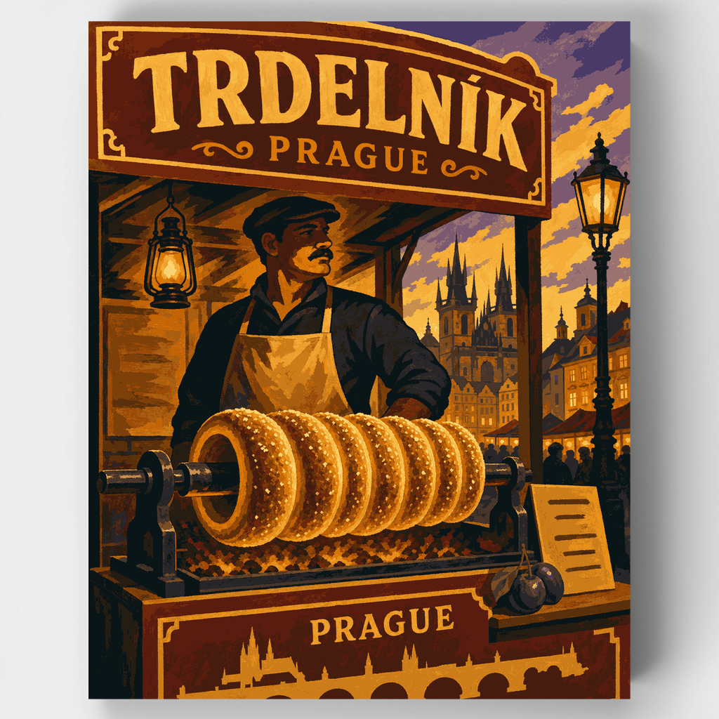 Kit de pintura por números - Pastel de chimenea Trdelník — Estándar
