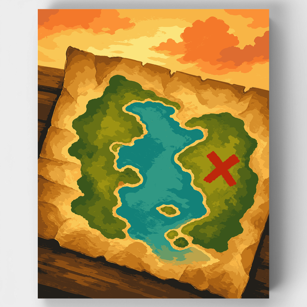 Mapa de la Isla del Tesoro - Kit de pintura por números — Estándar