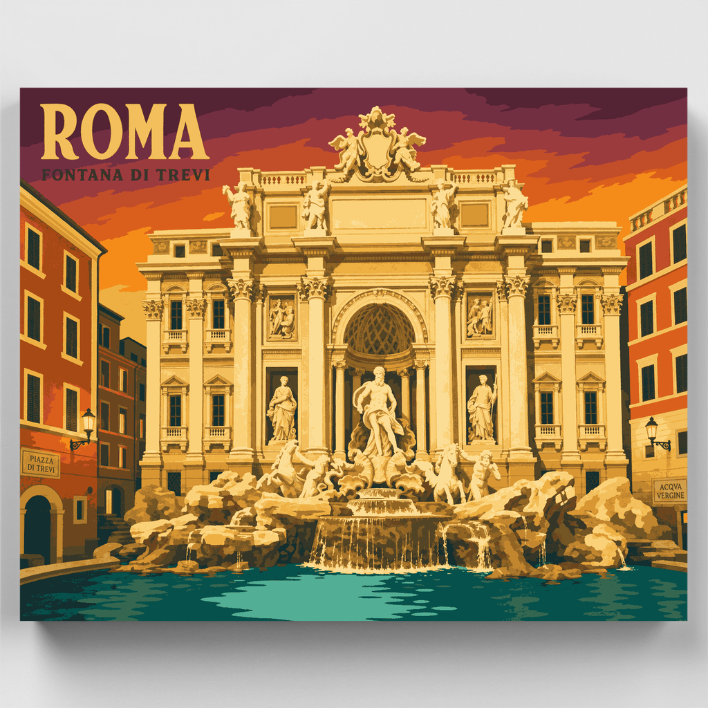 Trevi Fountain at Dusk - Paint by Numbers Kit