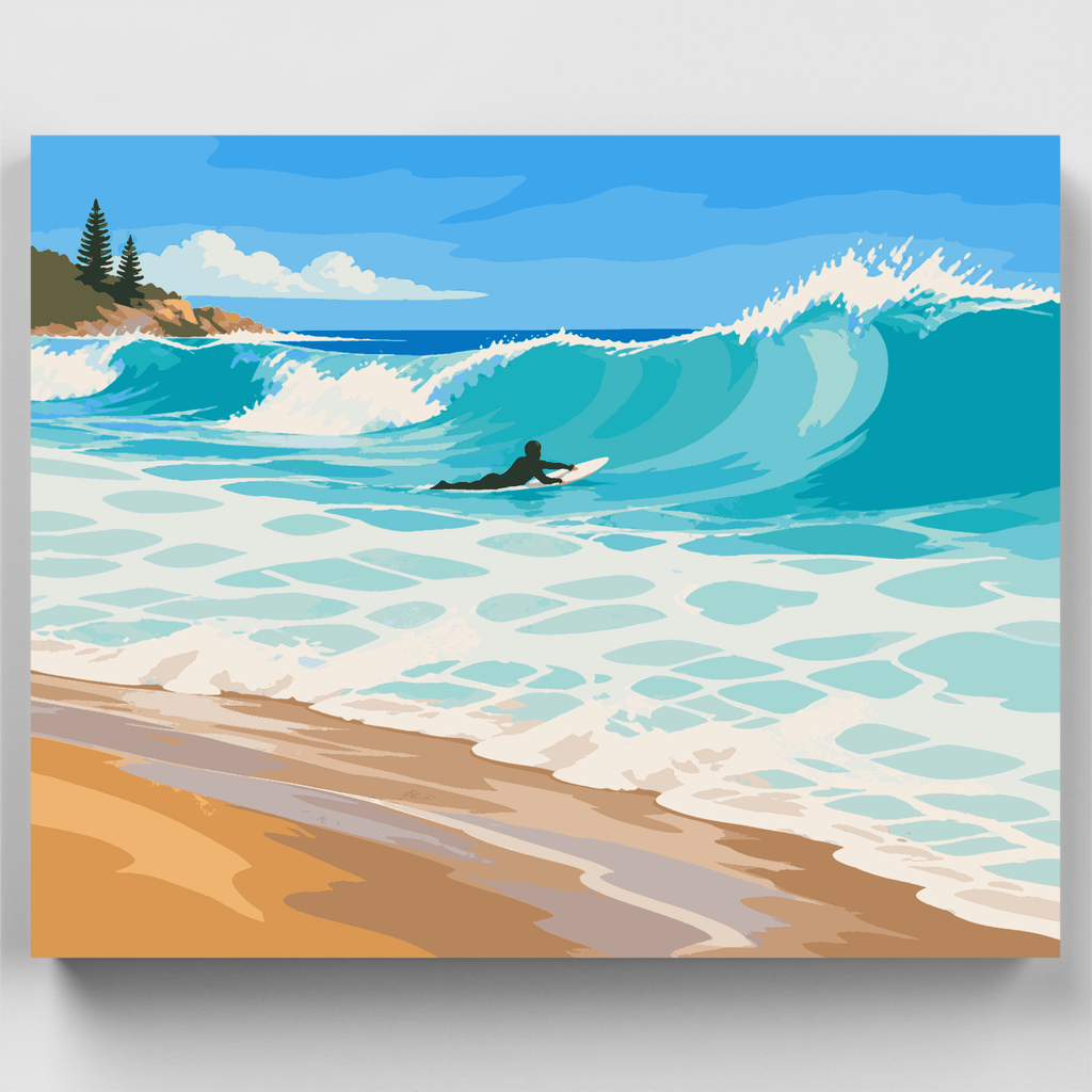 Kit de pintura por números: Surfista en Trigg Beach — Estándar