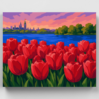 Tulips by the River - Paint by Numbers Kit