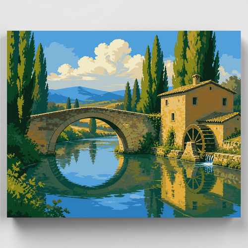 Tuscan Mill Bridge - Paint by Numbers Kit