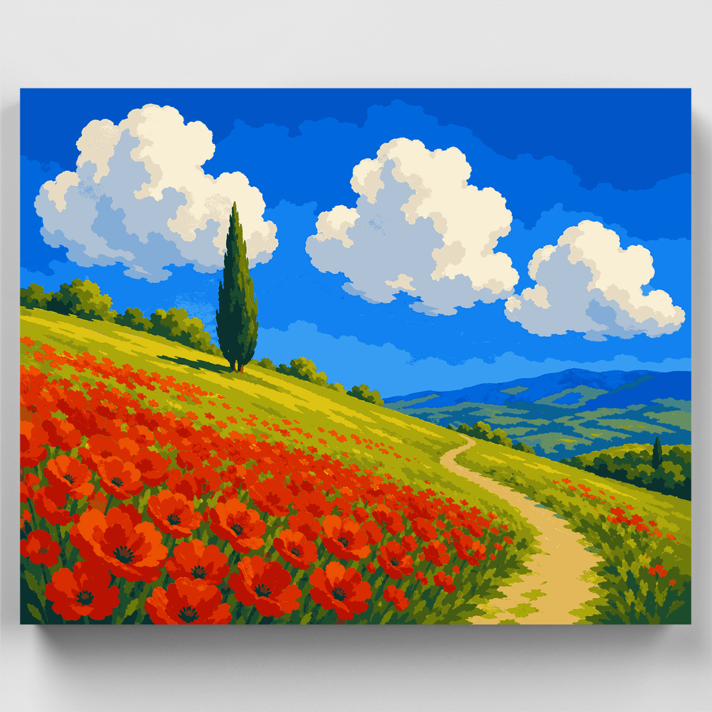 Campo de amapolas toscano - Kit de pintura por números — Estándar