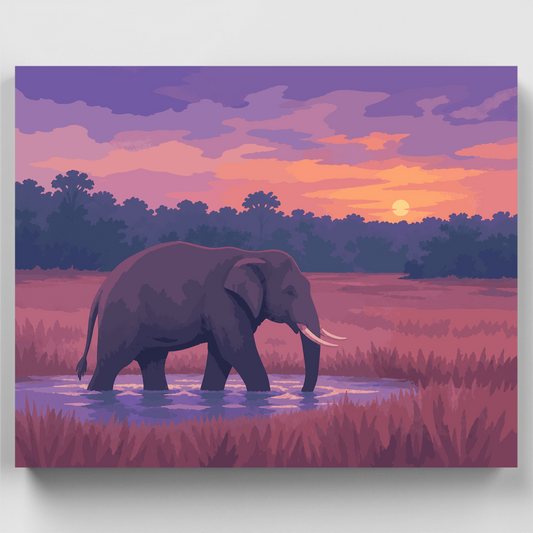 Twilight Wading Elephant - Paint by Numbers Kit