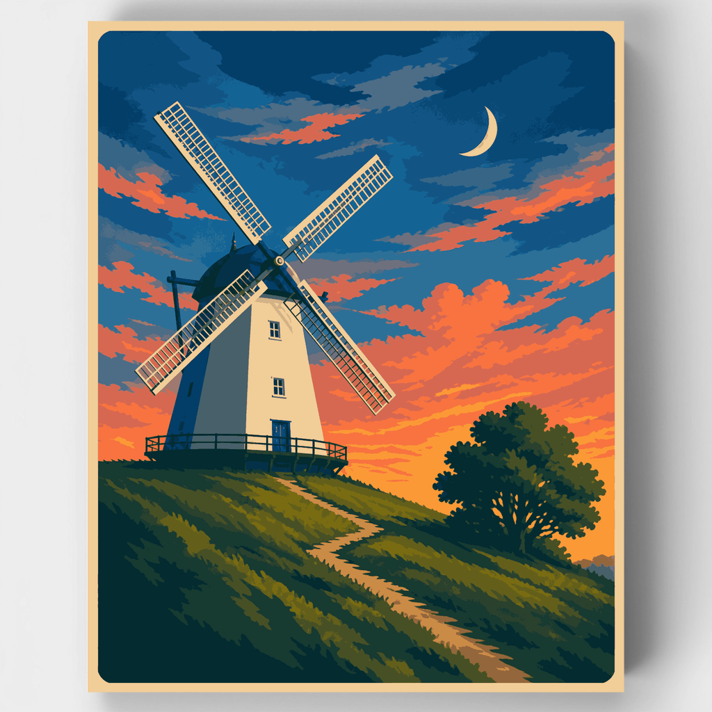 Kit de pintura por números - Twilight Windmill Ridge — Estándar