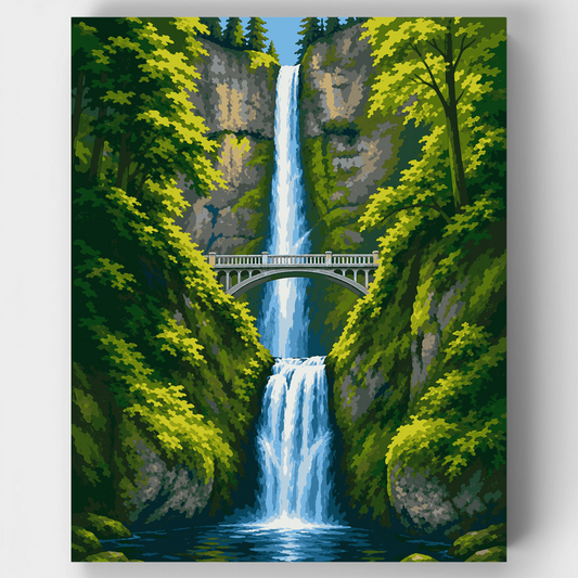 Twin-Tiered Falls Canyon - Paint by Numbers Kit