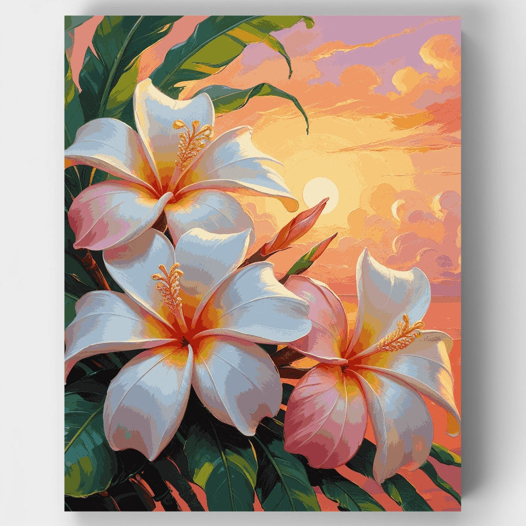 Tropical Plumeria Sunset - Paint by Numbers Kit