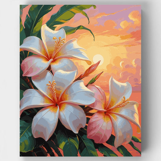 Tropical Plumeria Sunset - Paint by Numbers Kit