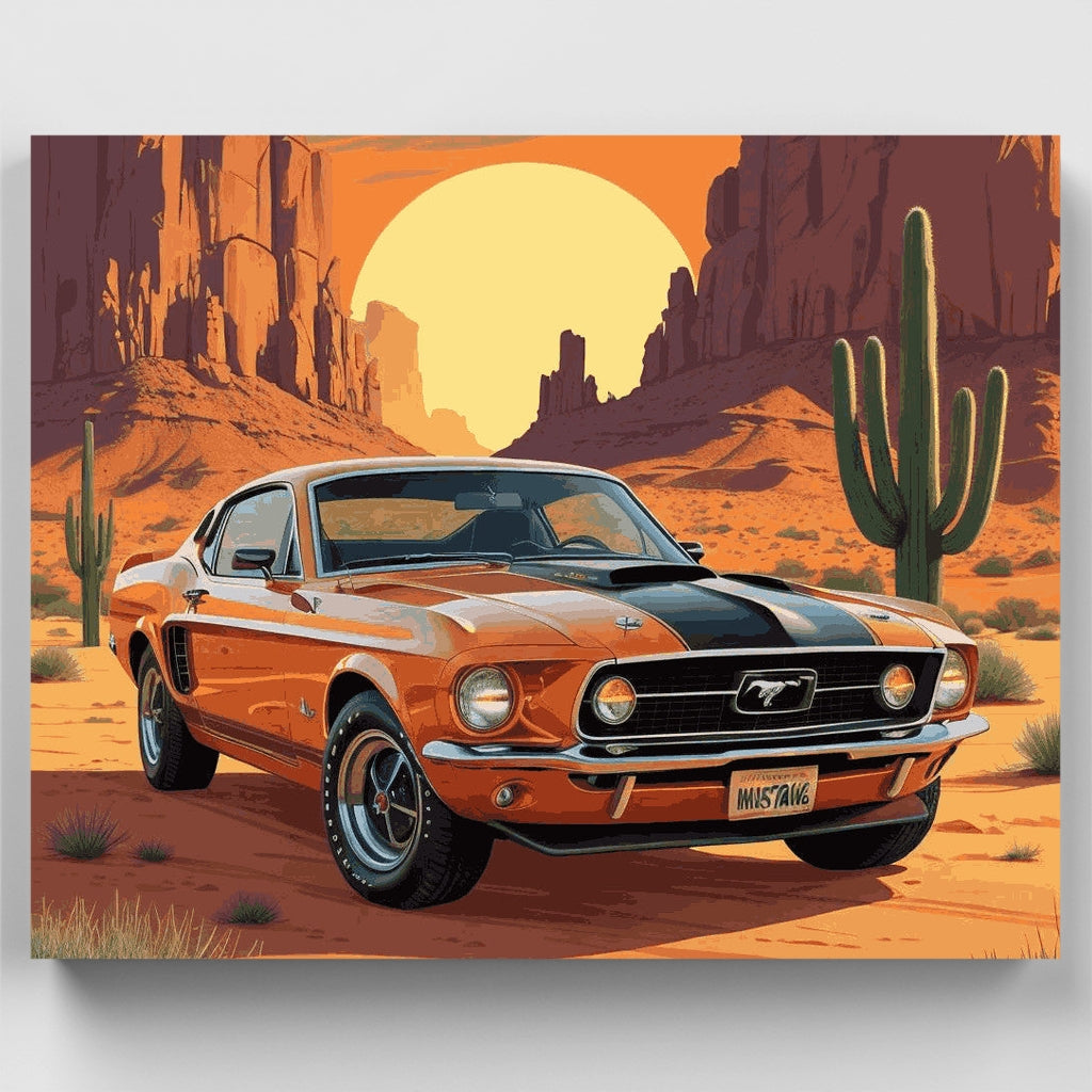 Kit de pintura por números - Atardecer en coche en el desierto — Estándar