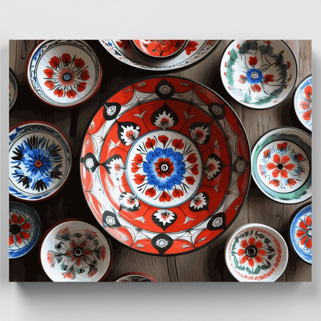 Traditional Folk Art Ceramic Bowls - Paint by Numbers Kit