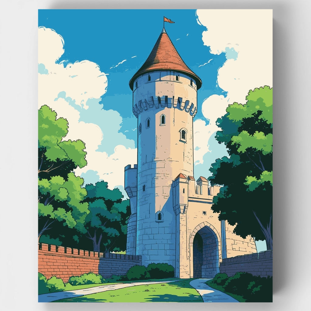 Medieval Castle Tower - Paint by Numbers Kit