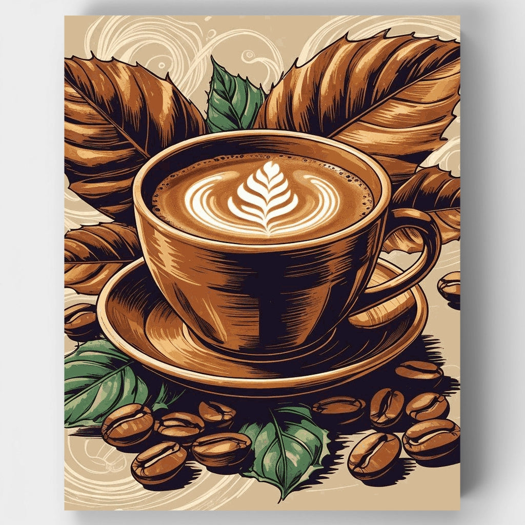 Artisan Coffee and Leaves - Paint by Numbers Kit