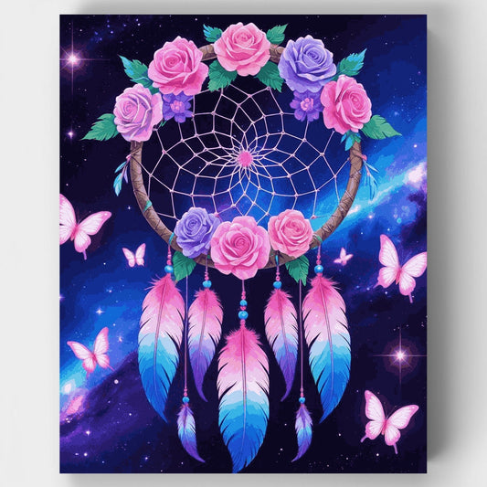 Mystical Dream Catcher with Roses - Paint by Numbers Kit