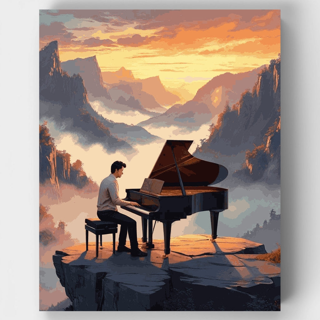 Mountain Piano Solitude - Paint by Numbers Kit