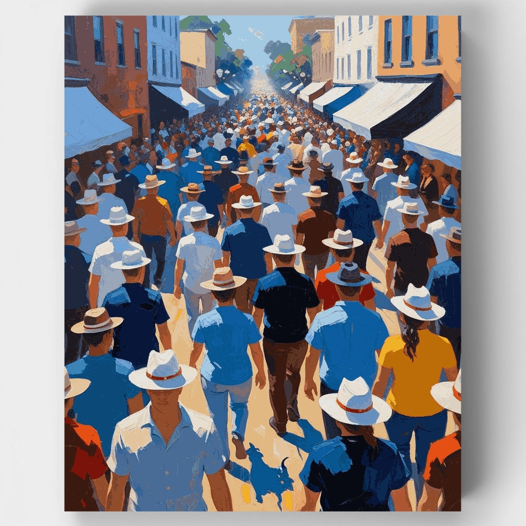 Mercado callejero concurrido - Kit de pintura por números — Estándar