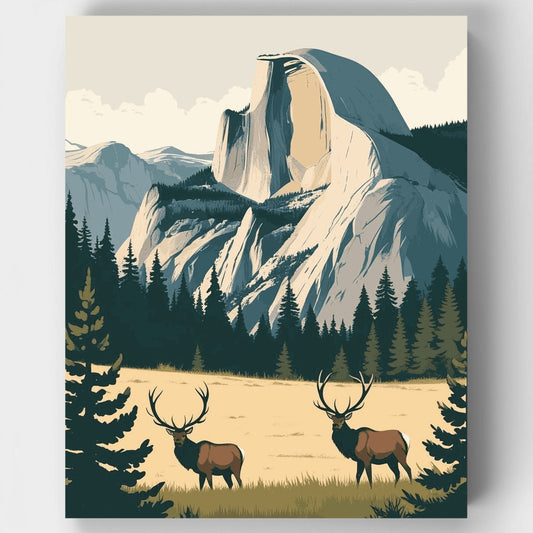 Mountain Wilderness with Elk - Paint by Numbers Kit