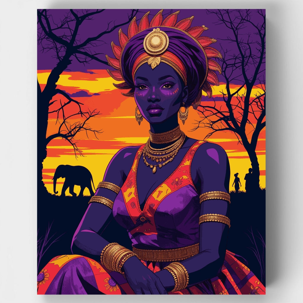 Reina africana al atardecer - Kit de pintura por números — Estándar