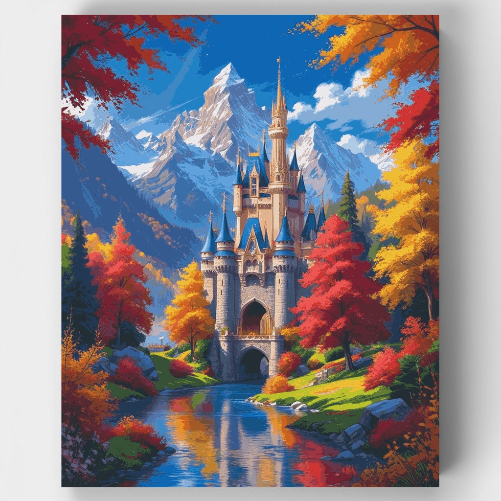 Castillo encantado en las montañas en otoño - Kit de pintura por números — Estándar