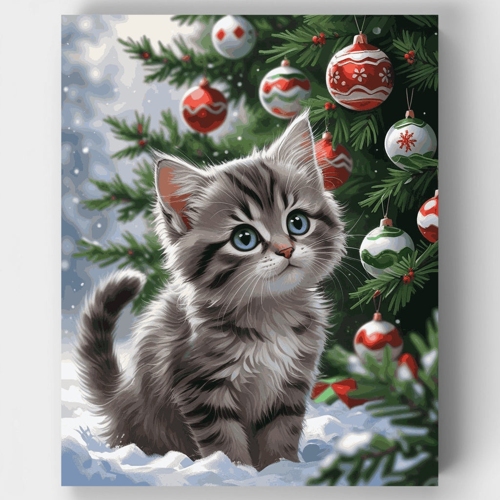 Gatito de Navidad - Kit de pintura por números — Estándar