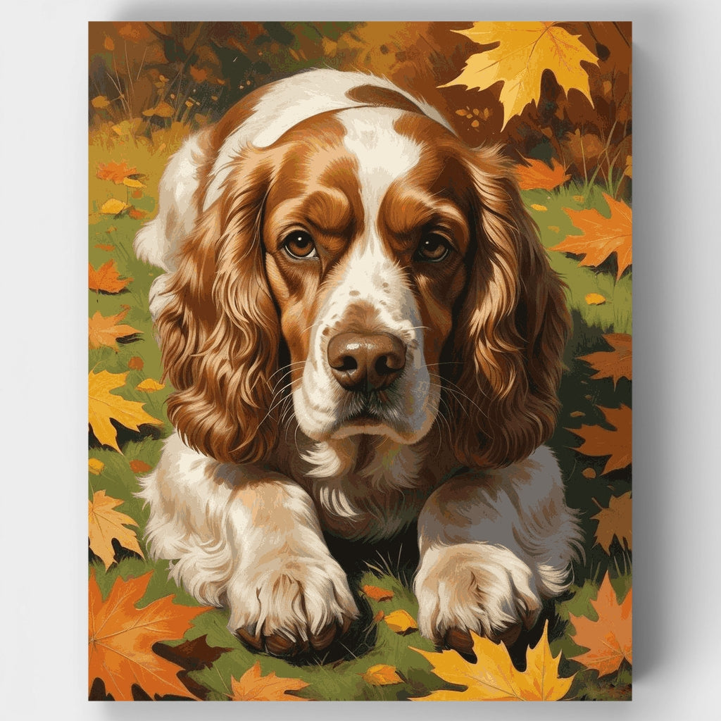 Retrato de spaniel en otoño - Kit de pintura por números — Estándar