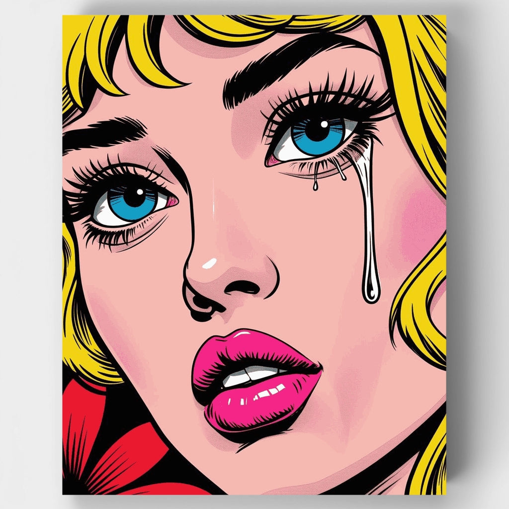 Mujer llorando estilo arte pop - Kit de pintura por números — Estándar