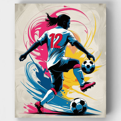 Dynamic Female Soccer Player - Paint by Numbers Kit