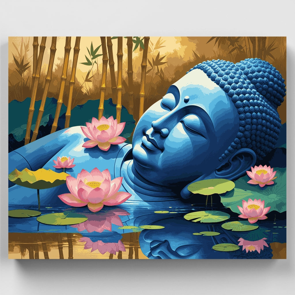 Buda azul con flores de loto - Kit de pintura por números — Estándar
