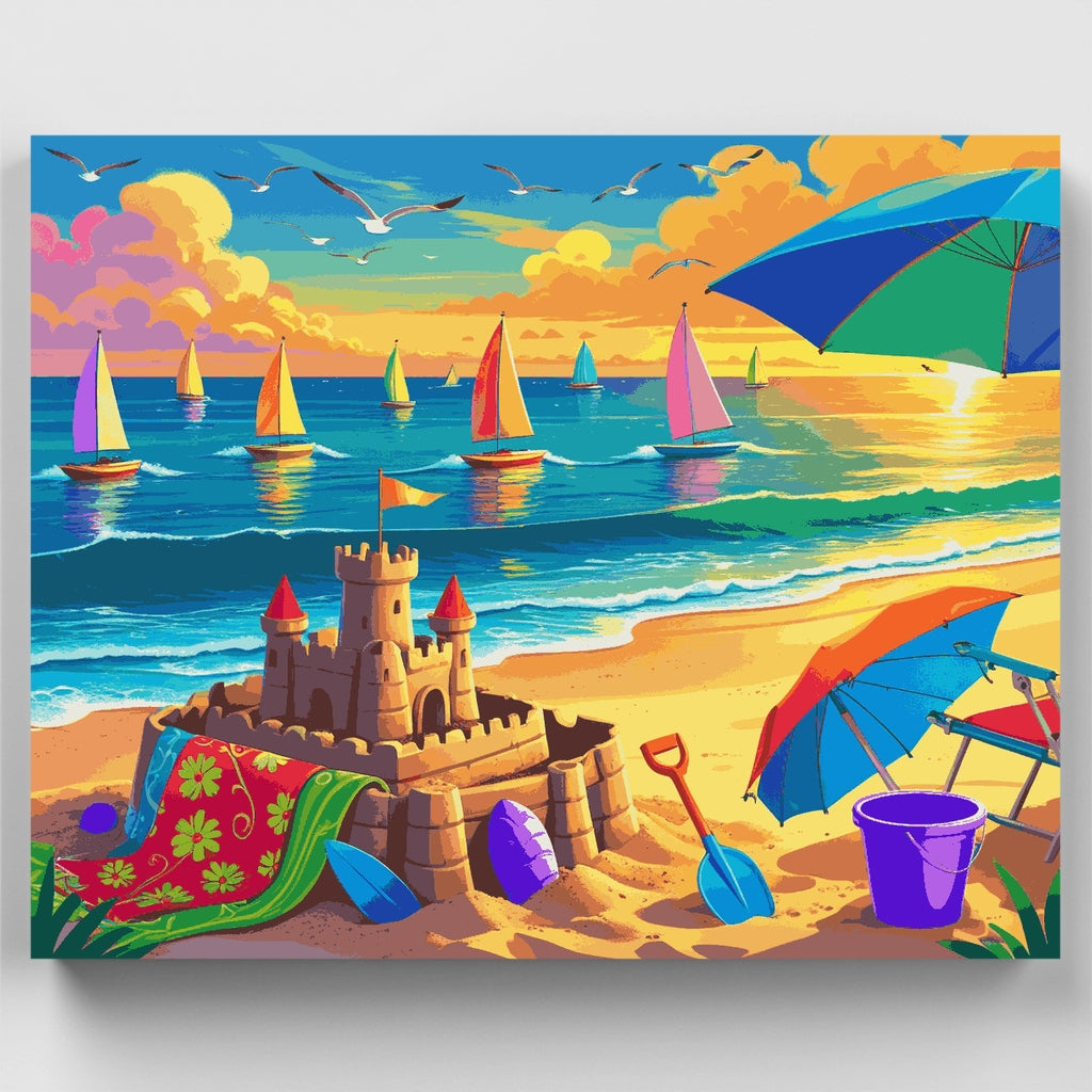 Día de playa colorido - Kit de pintura por números — Estándar