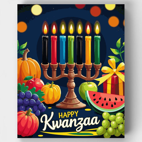 Kwanzaa Kinara and Harvest - Paint by Numbers Kit