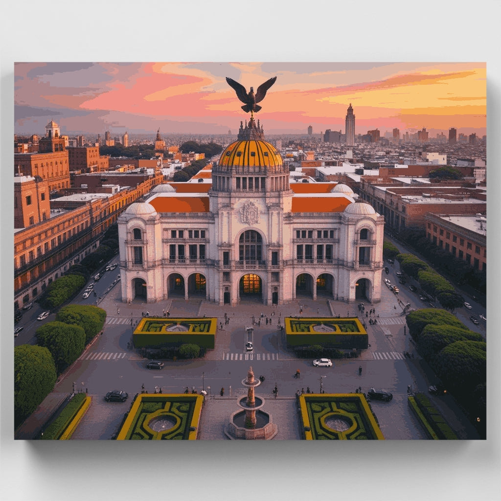 Palacio de Bellas Artes at Sunset - Paint by Numbers Kit