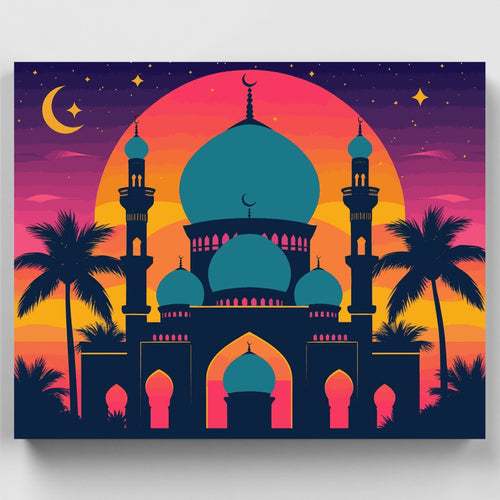 Islamic Mosque at Sunset - Paint by Numbers Kit