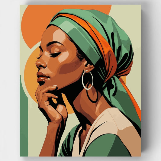African Woman in Headwrap - Paint by Numbers Kit