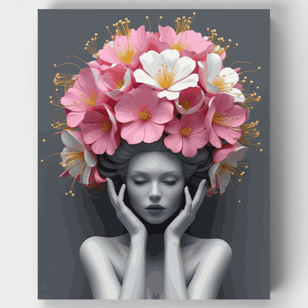 Kit de pintura por números: Retrato de corona floral elegante — Estándar