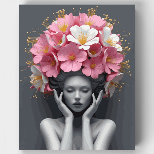 Elegant Floral Crown Portrait - Paint by Numbers Kit