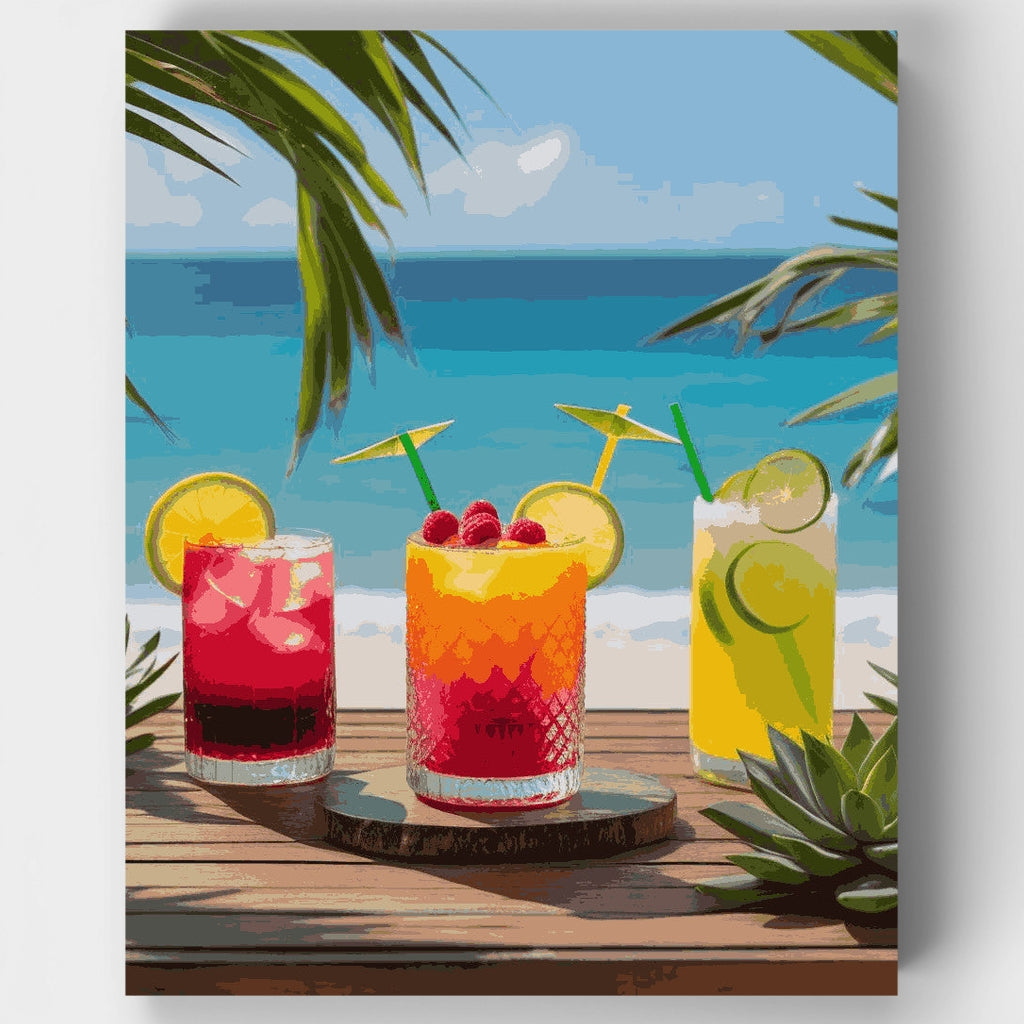Kit de pintura por números - Trío de cócteles del paraíso tropical — Estándar