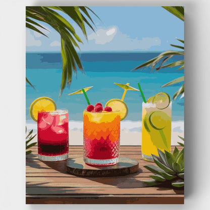 Tropical Paradise Cocktail Trio - Paint by Numbers Kit