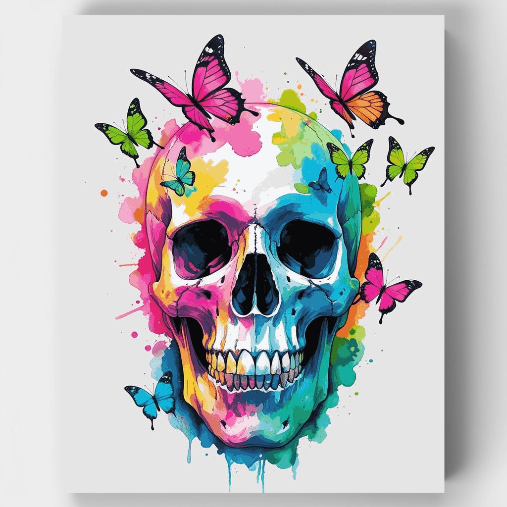 Colorful Skull with Butterflies - Paint by Numbers Kit