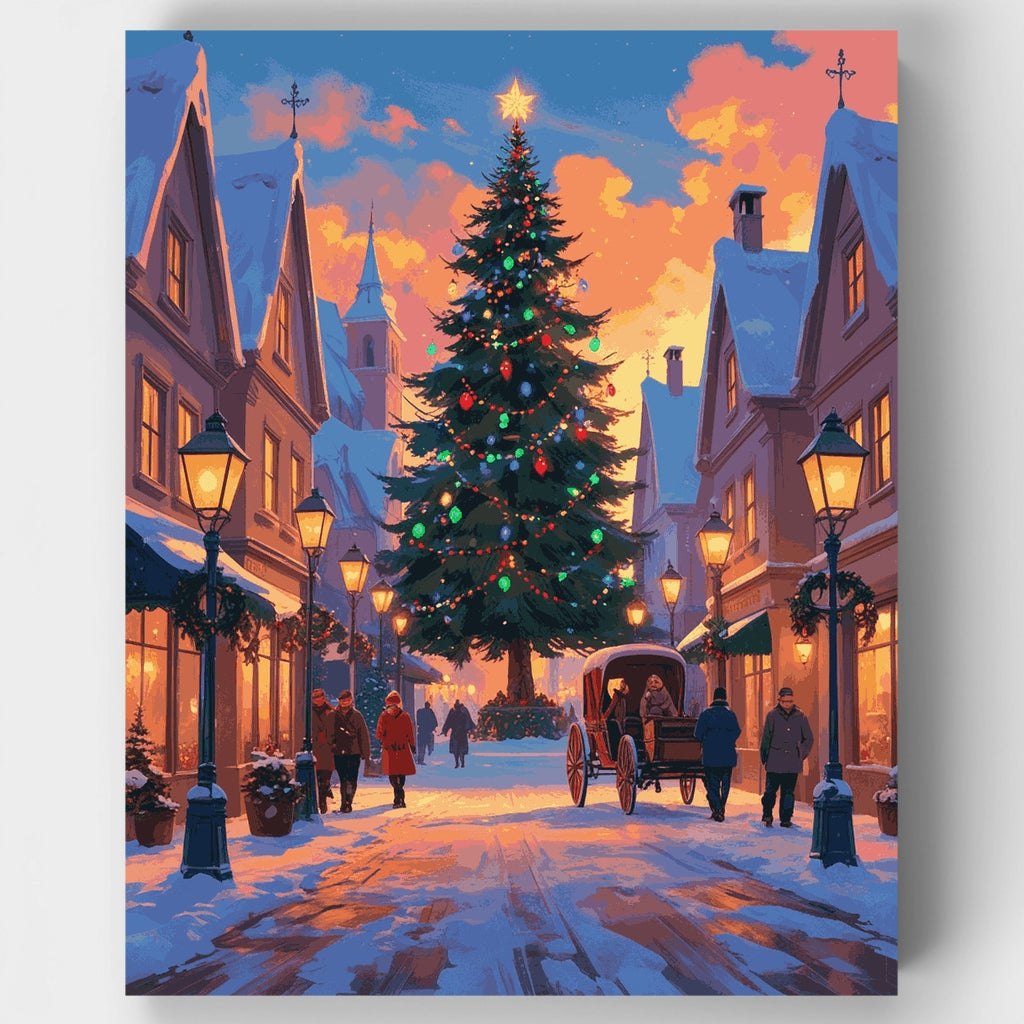 Christmas Village Square - Paint by Numbers Kit