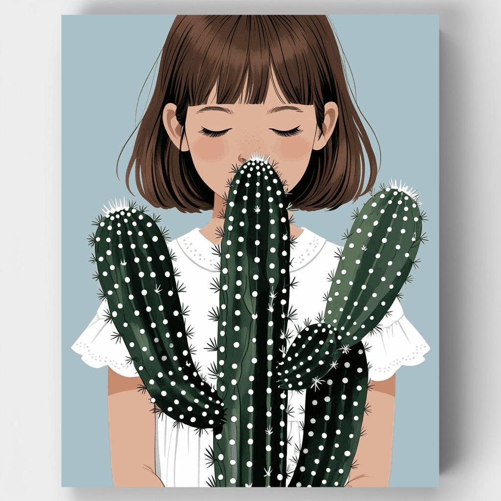 Girl with Cactus - Paint by Numbers Kit