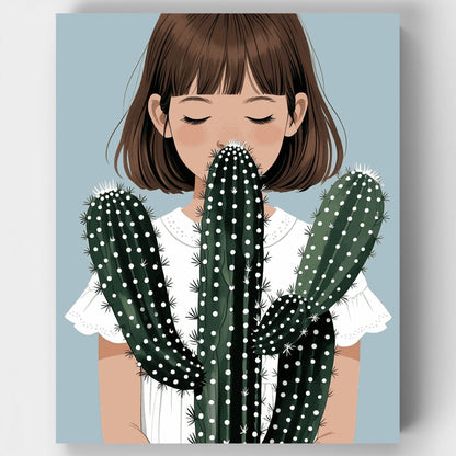 Girl with Cactus - Paint by Numbers Kit